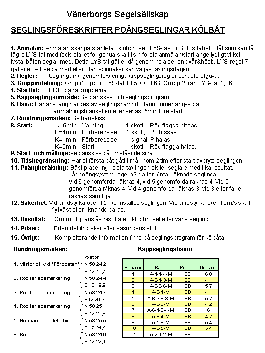 Seglingsföreskrifter poängsegling